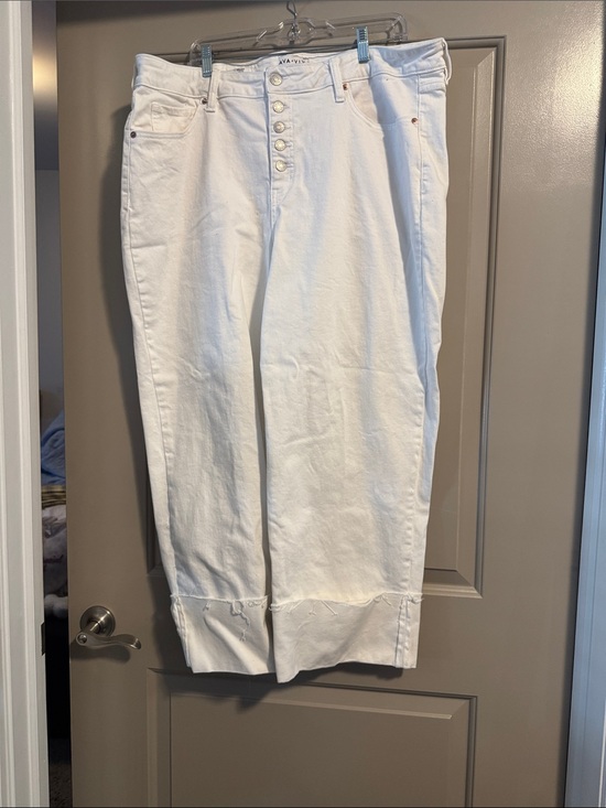 Ava & Viv Denim - Ava & Viv White Wide Leg Jeans - Button Front